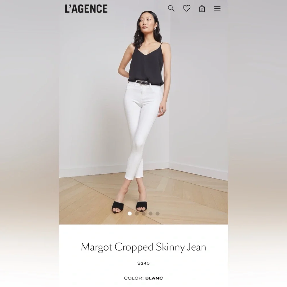 L'AGENCE Margot White Cropped High-Rise Skinny Jeans - Picture 2 of 6